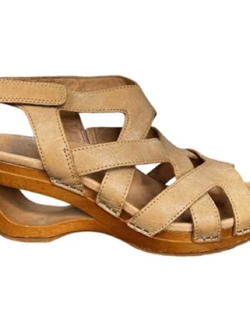 Dansko Women's Tempest Wedge Sandal Tan Strappy